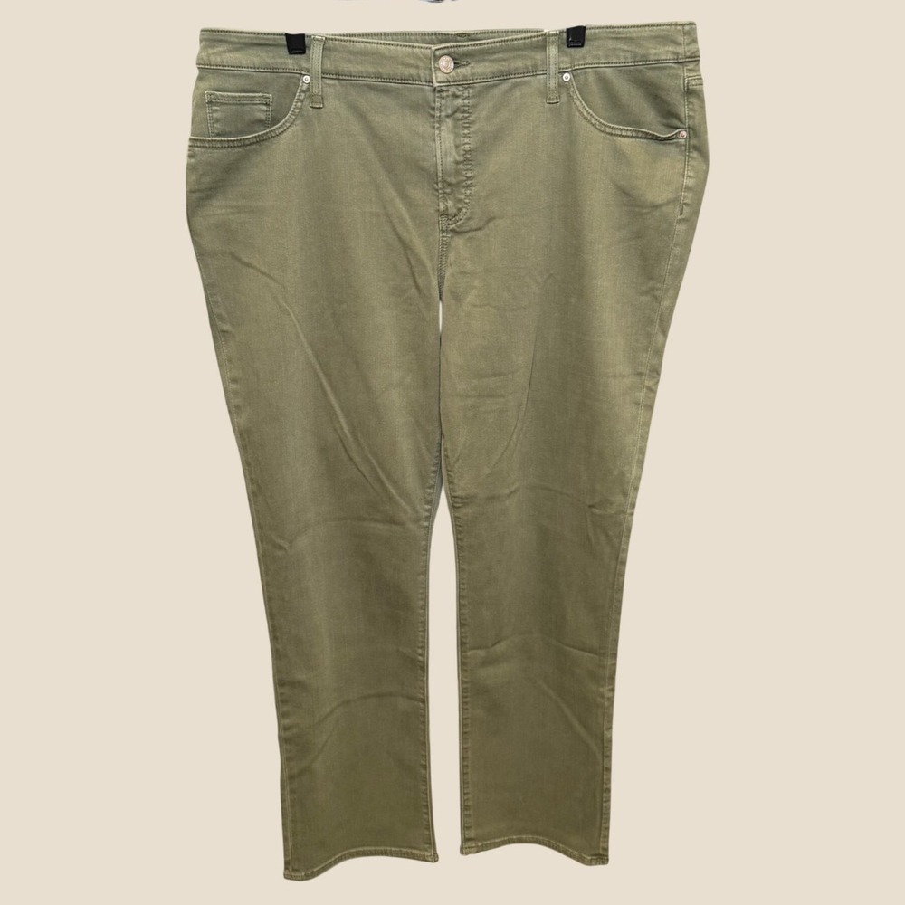 Chico's So Slimming Girlfriend Slim Leg Jean Womens Olive Stretch Classic 18/3.5